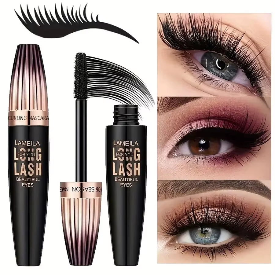 Waterproof 4D Mascara Thick Long Smudge-Proof Plump Encrypted Long-Lasting Curling Large Eye Makeup, Makeup Tools