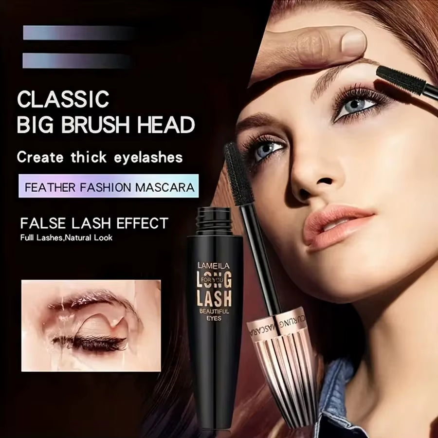 Waterproof 4D Mascara Thick Long Smudge-Proof Plump Encrypted Long-Lasting Curling Large Eye Makeup, Makeup Tools
