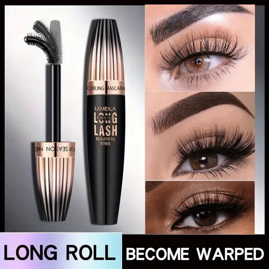 Waterproof 4D Mascara Thick Long Smudge-Proof Plump Encrypted Long-Lasting Curling Large Eye Makeup, Makeup Tools